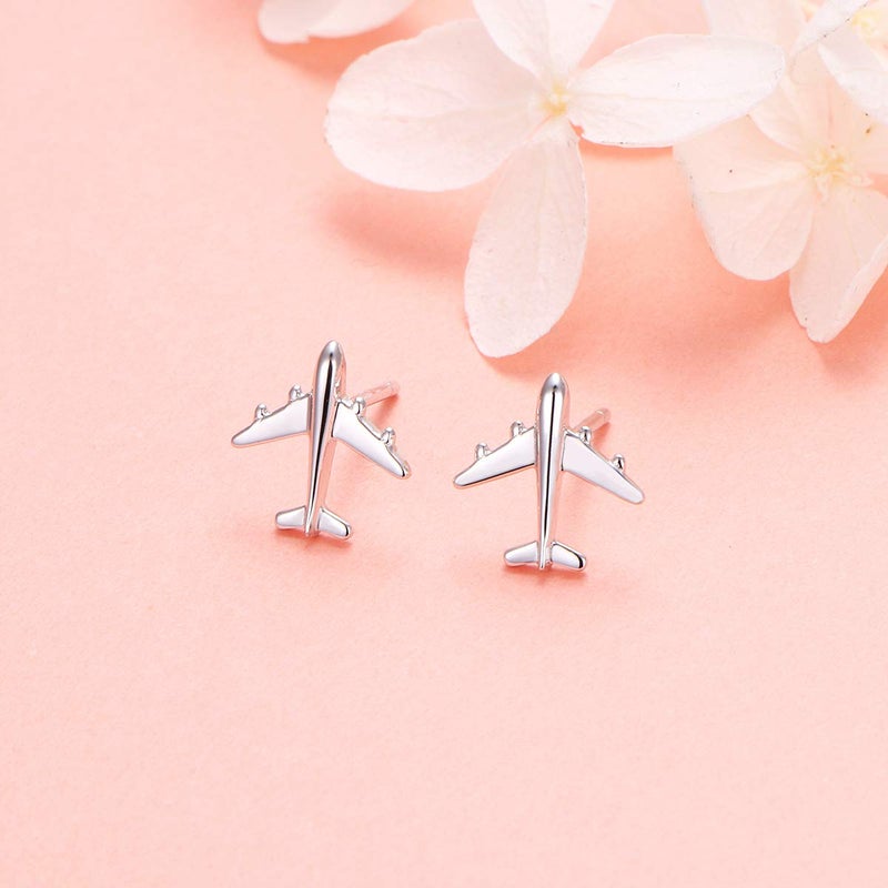 Flyow Hypoallergenic Airplane Stud Earrings for Aviator Travel Fans Jewelry, Flight Attendant Gifts for Women (Airplane) - Image 3